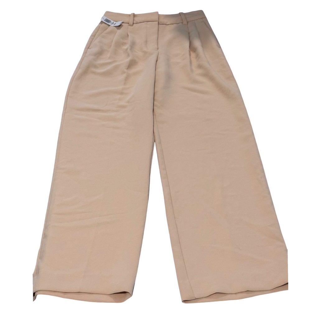 Wilfred Aritzia Effortless Trousers Short Pleated Wide Leg Flax Beige Size 2 NWT